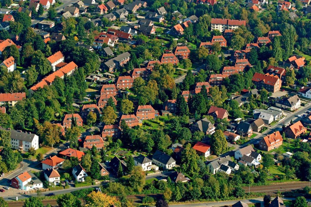 Luftaufnahme der Siedlung Breslauer Straße